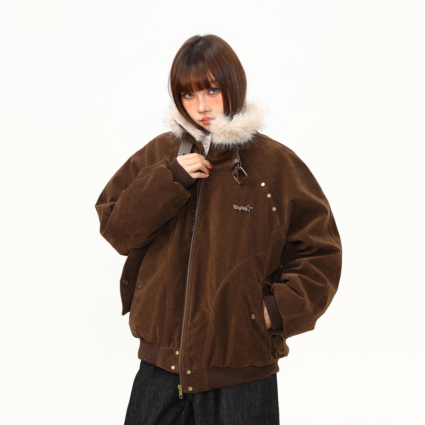 【アウター】ミラード イーグルモチーフ 中綿ジャケット ヴィンテージ風 ワーク レディース 厚手 綿入れコート【FCシリーズ】