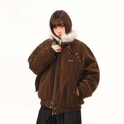 【アウター】ミラード イーグルモチーフ 中綿ジャケット ヴィンテージ風 ワーク レディース 厚手 綿入れコート【FCシリーズ】