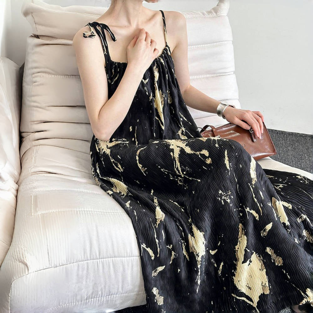 【ワンピース】夏 韓国風 花柄 レトロ ゆったり ドレープ ノースリーブ ワンピース【JZシリーズ】【SHシリーズ】