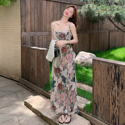 2点セット！【セットアップ】レースフリル 花柄 ワンピース＋カーディガン セット レディース 夏新作 きれいめ リゾート 2点セット【SHシリーズ】