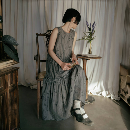 【ワンピース】夏 和風刺繍 ノースリーブワンピース 【SHシリーズ】