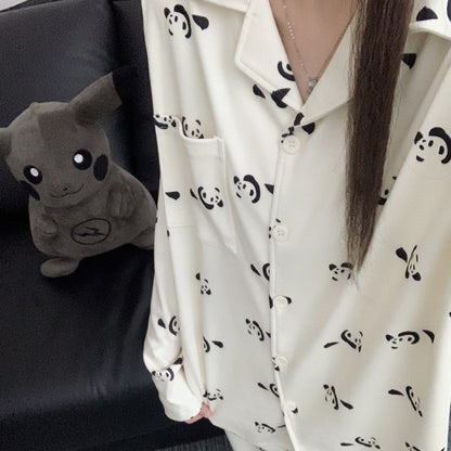 【インナー】パンダ柄 デロン 保温 ルームウェア ペア対応 男女兼用  カートゥーン 秋冬新作