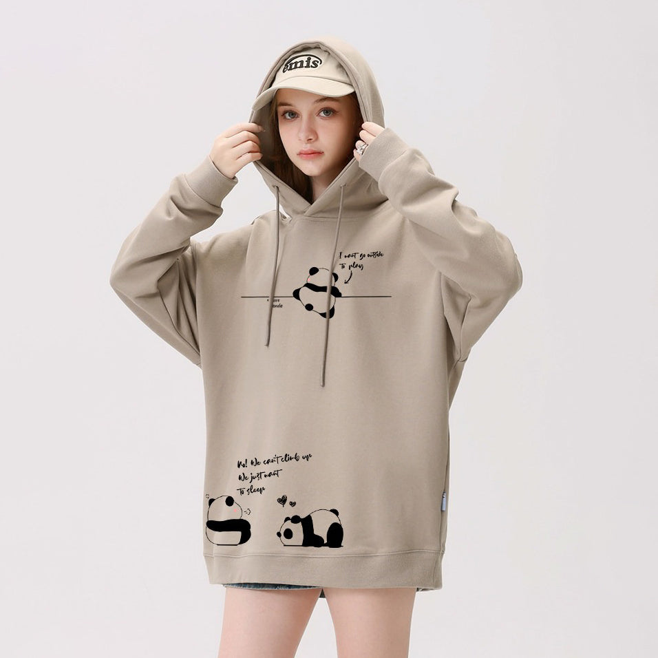 【トップス】🐼パンダ柄 フード付き 裏起毛 スウェット レディース バランス◎ 冬 パーカー【FCシリーズ】