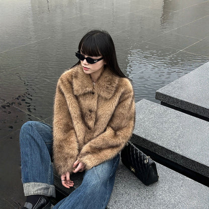 【アウター】春 秋 冬 フェイクファー フェイクミンク ショート丈 ジャケット 【JZシリーズ】