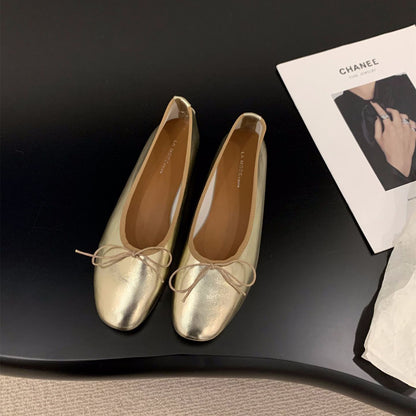 【シューズ】フレンチフラットシューズ  バレエ風ローファー  パンプス