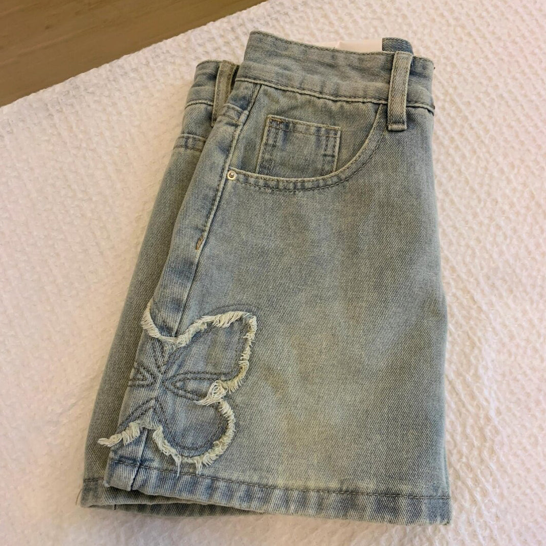 【ボトムス】刺繍デニムスカート レディース ハイウエスト ミニスカート インナーパンツ付き 美シルエット カジュアル【FCシリーズ】