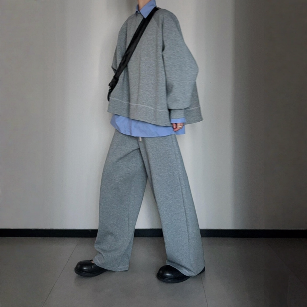 【セットアップ】スポーツ プルオーバー + ロングワイドパンツ 2点上下セット 【JZシリーズ】