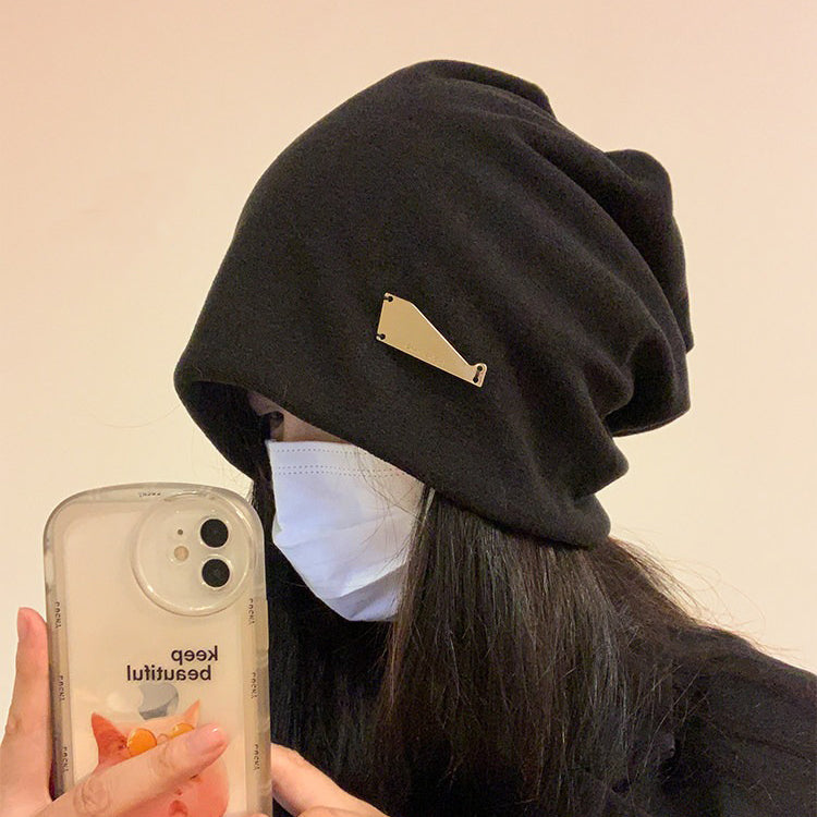 【グッズ】韓国風 ブラック ニットキャップ 秋冬 ルーズシルエット 小顔効果 帽子 レディース ハット