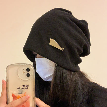 【グッズ】韓国風 ブラック ニットキャップ 秋冬 ルーズシルエット 小顔効果 帽子 レディース ハット