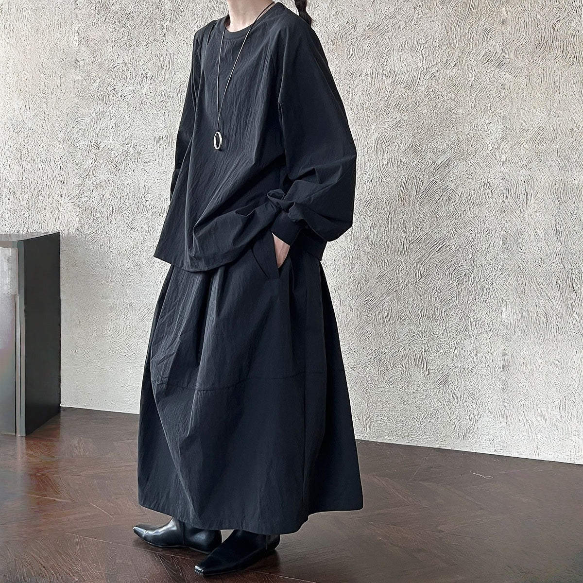 【セットアップ】春 秋 スポーツ風 ツーピース ラウンドネック Ｔシャツ + スカート 2点上下セット 【JZシリーズ】