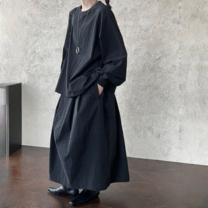 【セットアップ】春 秋 スポーツ風 ツーピース ラウンドネック Ｔシャツ + スカート 2点上下セット 【JZシリーズ】