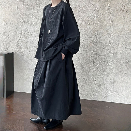 【セットアップ】春 秋 スポーツ風 ツーピース ラウンドネック Ｔシャツ + スカート 2点上下セット 【JZシリーズ】