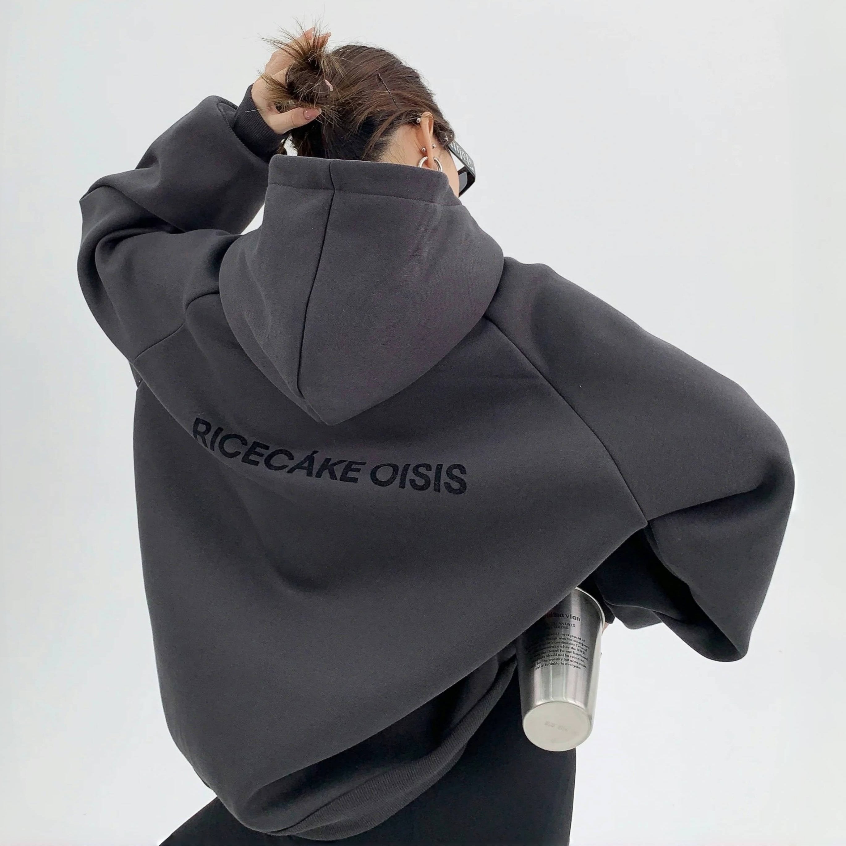 トップス】ゆるリラックス アルファベット フード付き パーカー 【FC