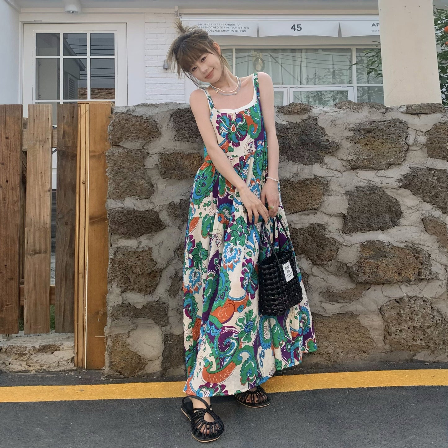 【ワンピース】ファッション フォレストスタイル 夏 ゆったりカジュアル ノースリーブキャミワンピース【SHシリーズ】