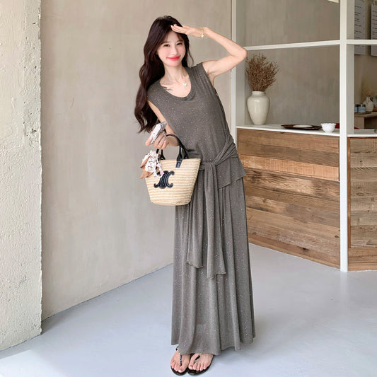 2点セット！【セットアップ】キャミトップス＋スカート 上下セット レディース 夏 2点セット シアーショール リラックス感 大人フェミニン【JZシリーズ】