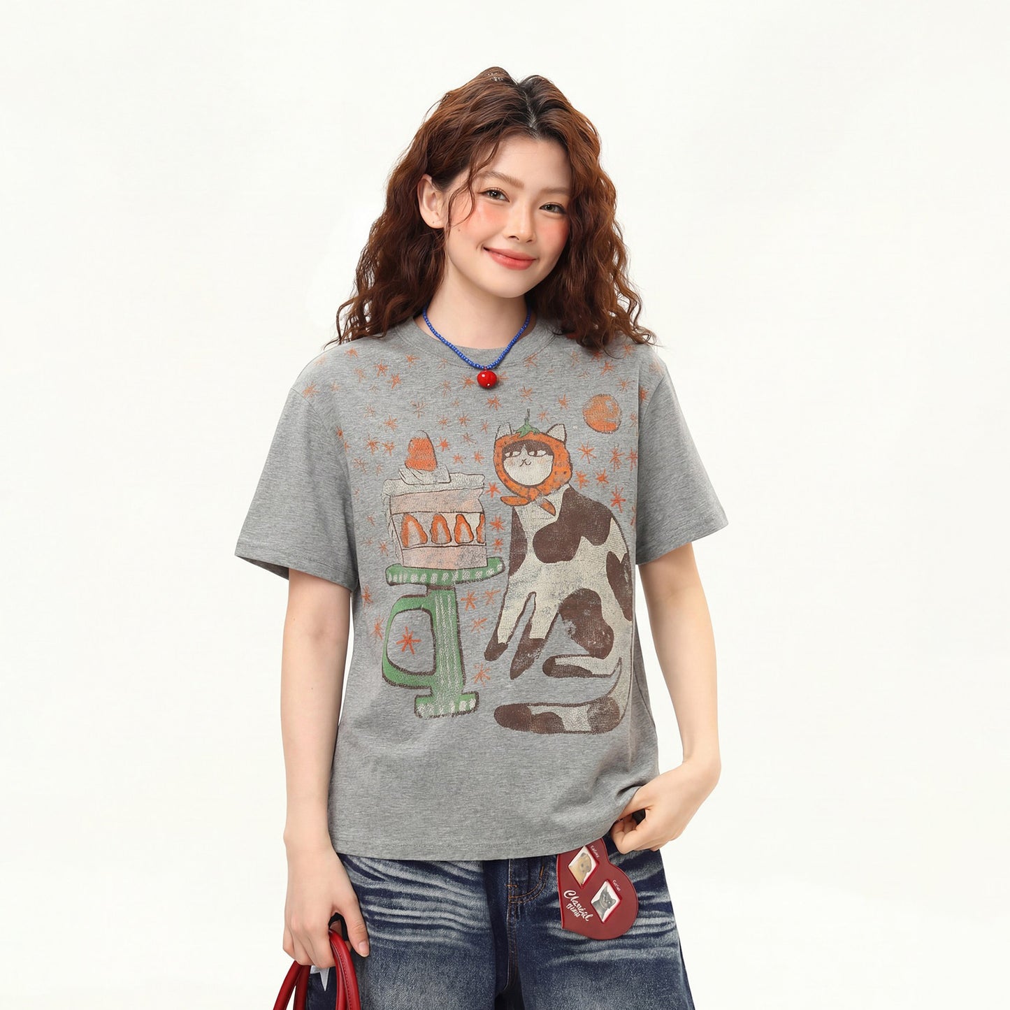 【トップス】アメリカンレトロ カートゥーンプリントTシャツ レディース 半袖 ゆったり 夏【FCシリーズ】