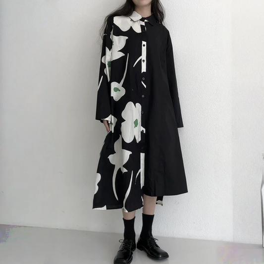 【ワンピース】春 秋 冬 デザイン感 花柄 カジュアル 長袖 ワンピース 【SHシリーズ】【AHシリーズ】