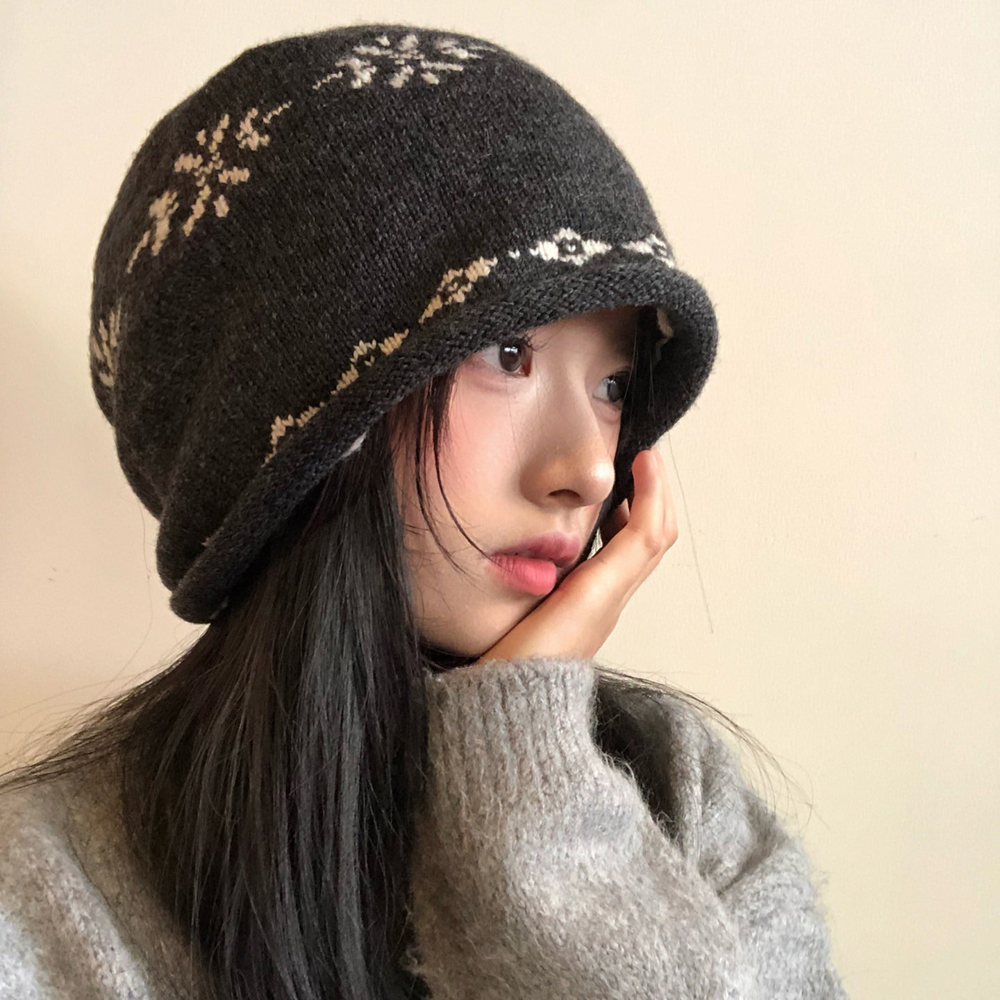 【グッズ】ニットキャップ 新作 ルーズシルエット 小顔効果 保温帽 レディース ハット