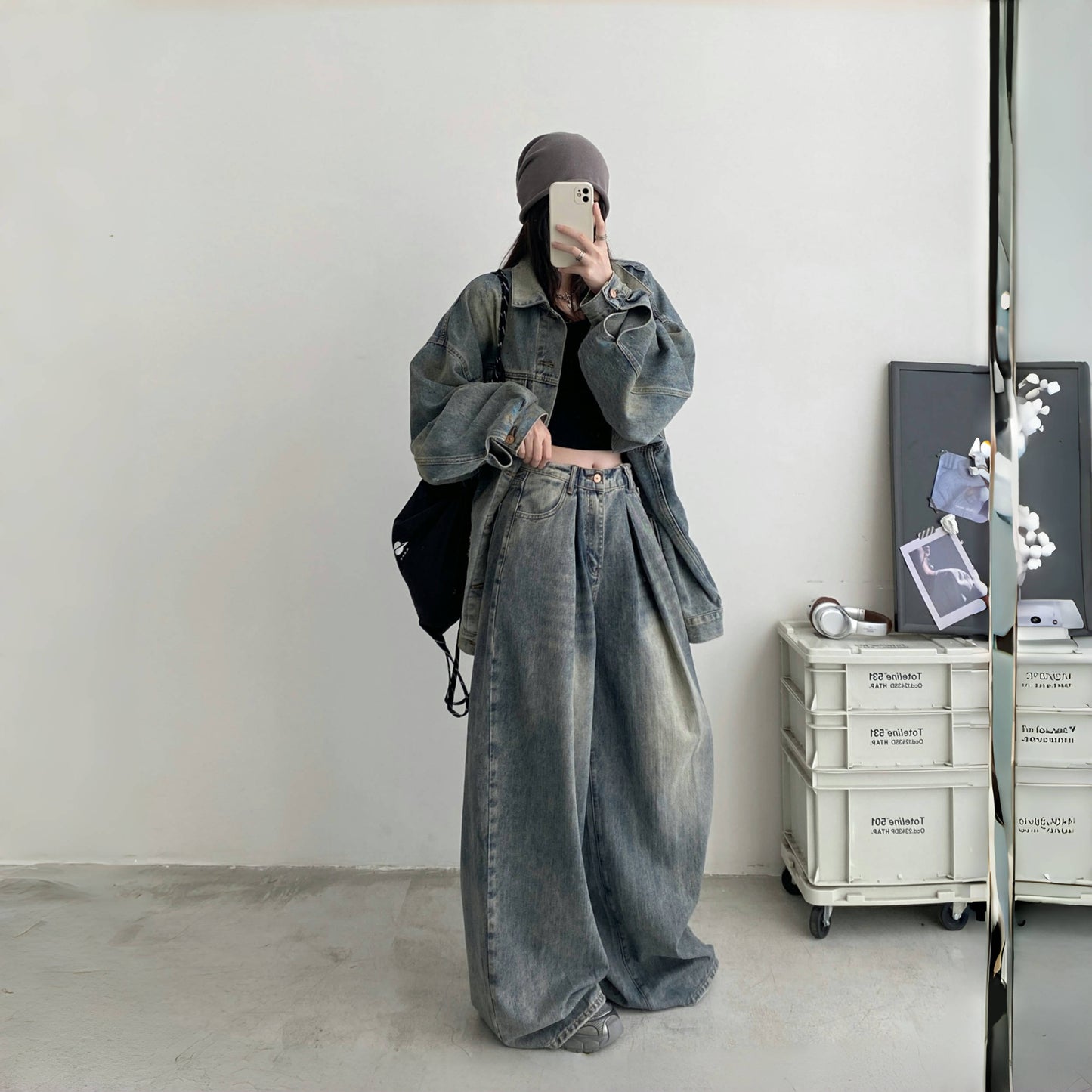 【単品注文】【セットアップ】春 秋 夏 ヴィンテージ風 オーバーサイズ ジャケット＋パンツ 2点上下セット【FCシリーズ】