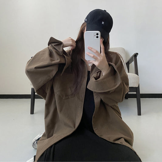 【アウター】厚手 シャツ ビッグシルエット 体型カバー 長袖 カジュアル シャツカーディガン レディース 秋冬【FCシリーズ】