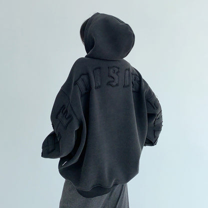 【トップス】🖤ヴィンテージ風パッチ刺繍 裏起毛 フーディ レディース 秋冬新作 パーカー【FCシリーズ】