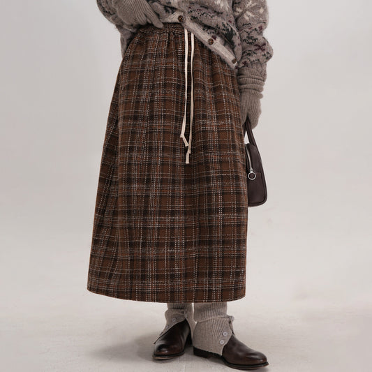 【ボトムス】冬にぴったりのチェック柄♡ ウール調 Aライン スカート ハイウエスト スタイルアップ効果も◎【JZシリーズ】【15~20日内発送】