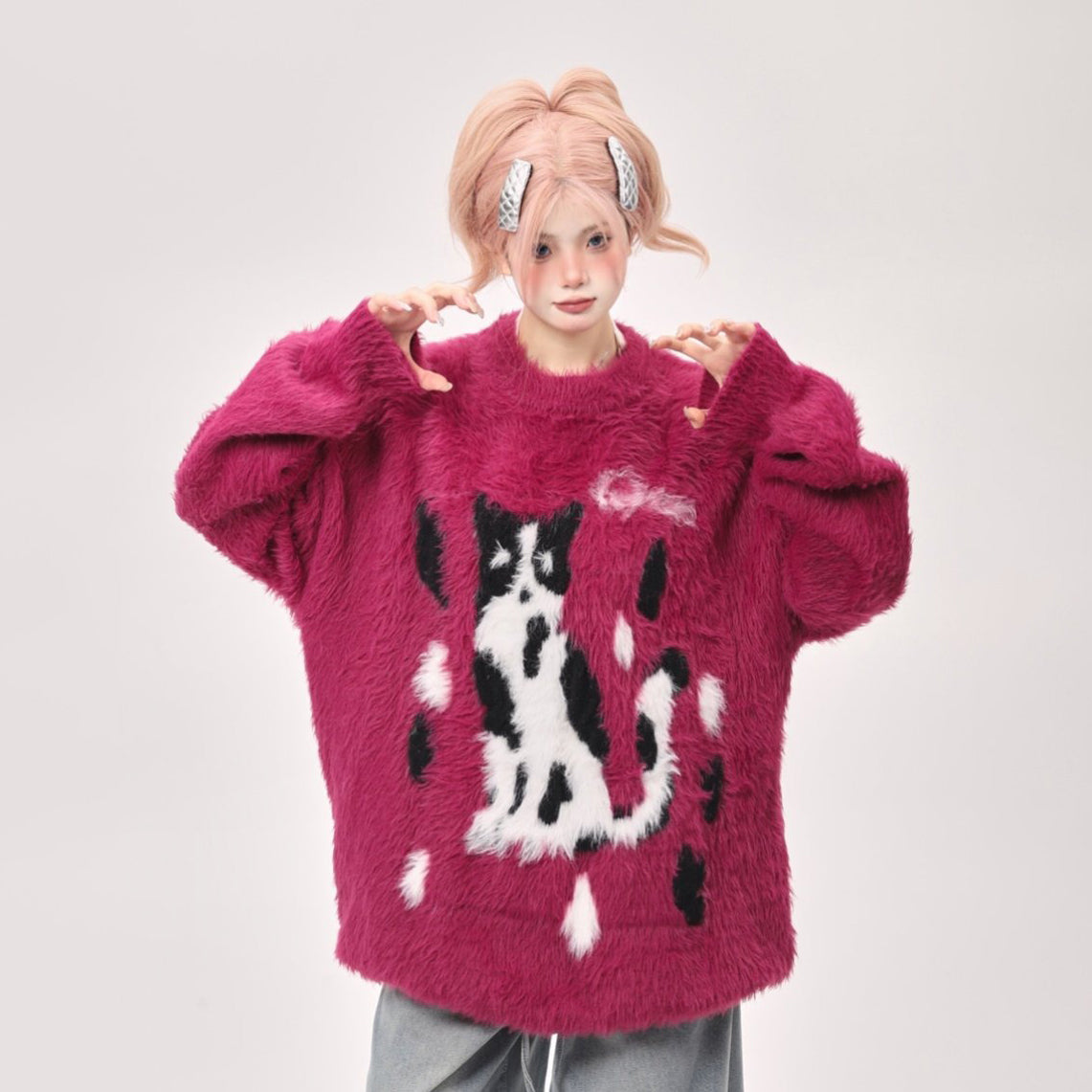 【トップス】ゆったり 小众 上品 クルーネック フェイクミンクニット レディース 秋冬 セーター【FCシリーズ】