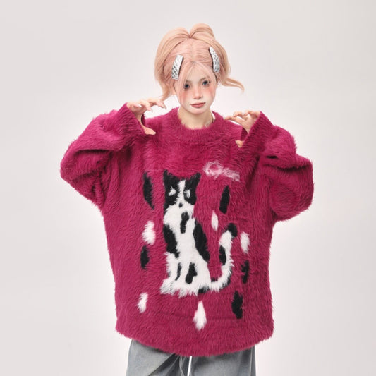 【トップス】ゆったり 小众 上品 クルーネック フェイクミンクニット レディース 秋冬 セーター【FCシリーズ】