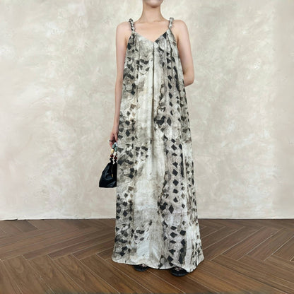 【ワンピース】夏 花柄 ニュアンス染め ニュアンス染め ノースリーブ ワンピース 【SHシリーズ】