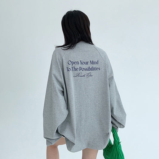 【トップス】リラックス感＆ラフスタイル コットン長袖Tシャツ レタープリント入り【FCシリーズ】