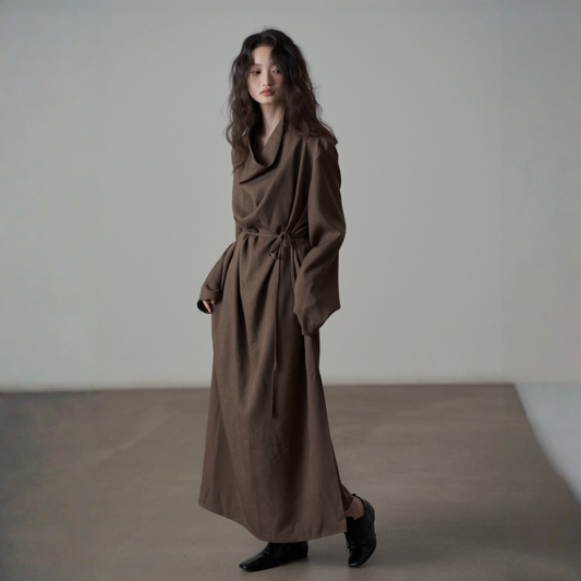 【ワンピース】春 秋 ドレープネック 無地 ワンピース 【JZシリーズ】