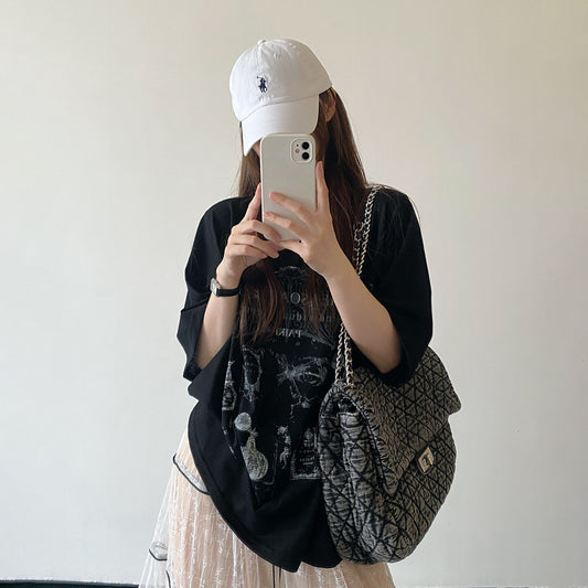 【トップス】ヴィンテージ風 Tシャツ レディース 夏 ダメージ加工 クールアート柄 ルーズフィット 半袖 トップス カジュアル 人気【FCシリーズ】