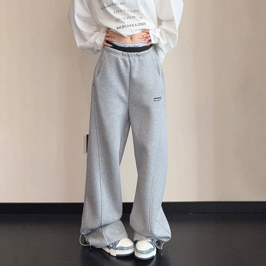 【ボトムス】個性派ダブルウエストワイドパンツ レディース 秋新作 ストレートシルエット デザイン性【FCシリーズ】