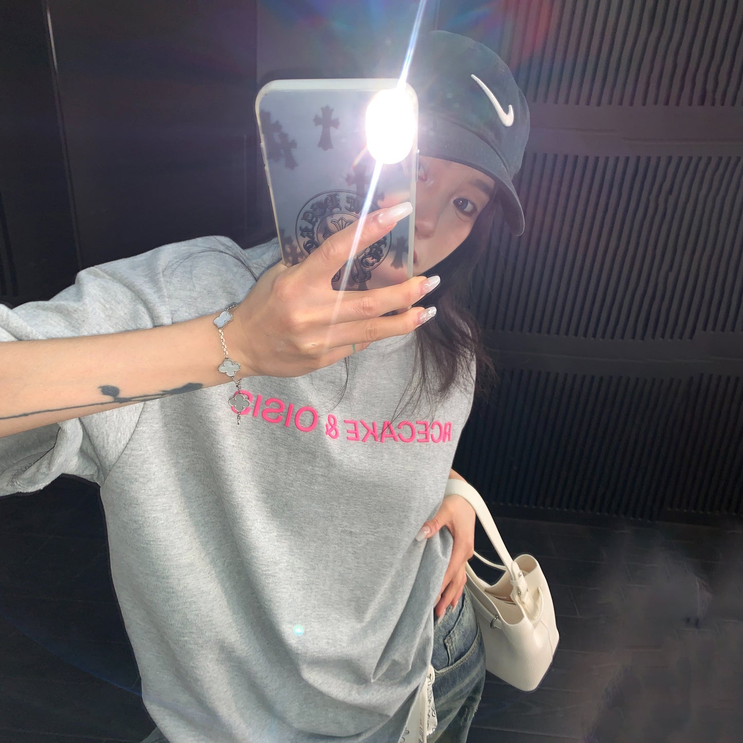 【トップス】立体プリント Tシャツ レディース 夏 半袖 コットン オーバーサイズ ゆったり クルーネック 人気 リラックスコーデ【FCシリーズ】