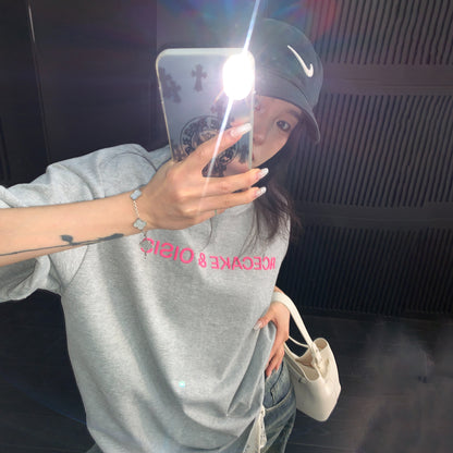 【トップス】立体プリント Tシャツ レディース 夏 半袖 コットン オーバーサイズ ゆったり クルーネック 人気 リラックスコーデ【FCシリーズ】