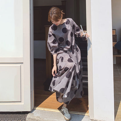 【ワンピース】フレンチレトロ 大きめドット柄ワンピース レディース 夏 2025新作 気質あるカジュアル ノースリーブワンピース【SHシリーズ】