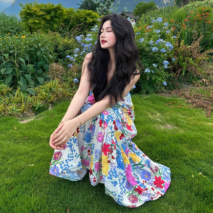 【ワンピース】ドーパミンカラー 異国風 ノースリーブワンピース 夏の旅行コーデにぴったり！細見え効果も◎【SHシリーズ】