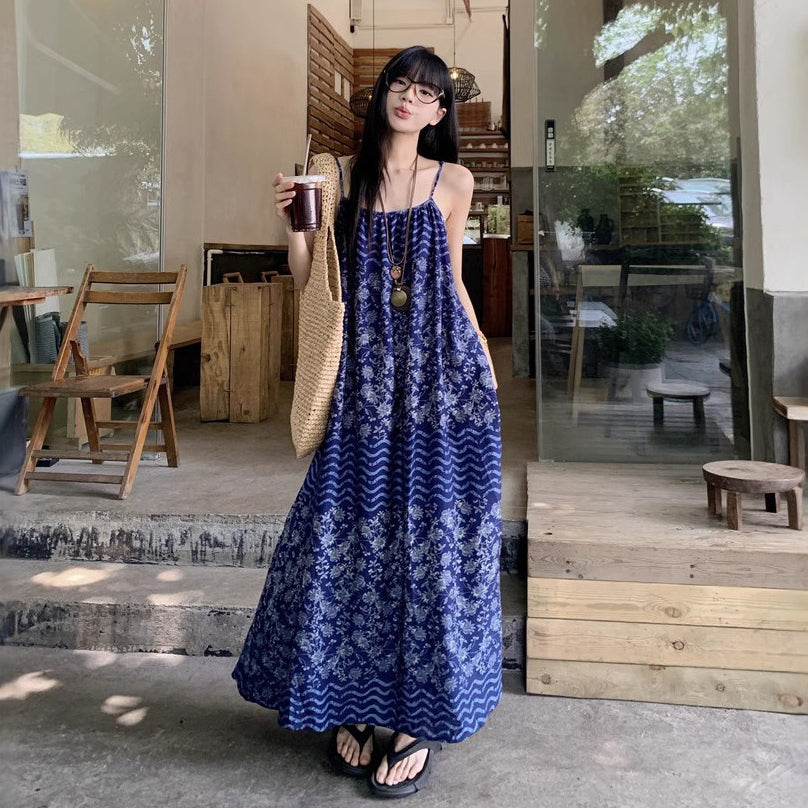 【ワンピース】夏新作 エスニック風 高級感 ゆったりカジュアル リゾート ノースリーブワンピース【SHシリーズ】