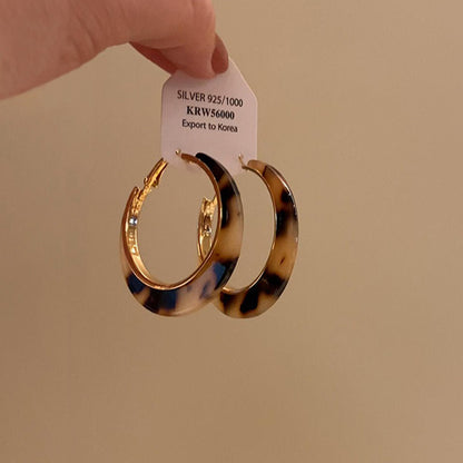 【グッズ】S925シルバー× キャラメルレオパード柄 ピアス 丸顔・面長フェイスもすっきり見え♪