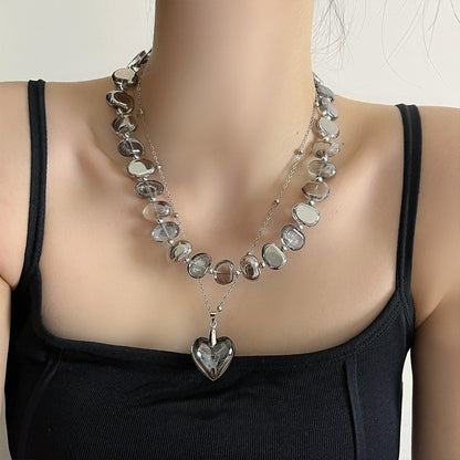 【🎁 B2G1｜先行スタート！】【グッズ】フレンチヴィンテージ風 ネックレス レイヤード風 ハートチャーム付き上品チョーカー