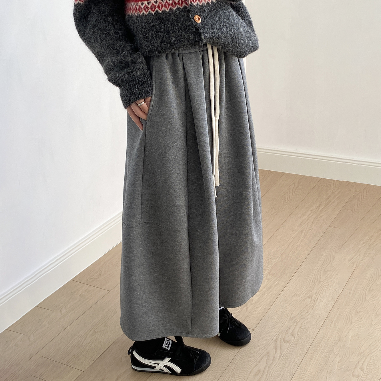 【ボトムス】✨ソフト＆着瘦せ♡韓国風ゴムウエストワイドパンツ 秋冬 レディース 九分丈【JZシリーズ】