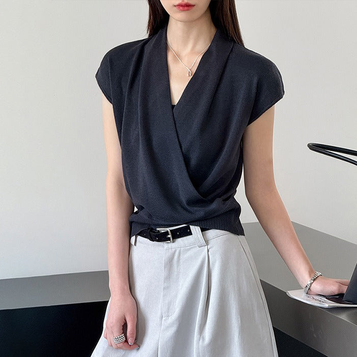 【トップス】半袖ニットトップス レディース 春新作 きれいめ カジュアル 着回し デザインニット【JZシリーズ】