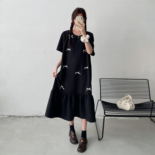 【ワンピース】体型カバー切替ワンピース レディース 夏 ゆったりシルエット お腹周りカバー 着痩せ 半袖 Aラインワンピース【JZシリーズ】