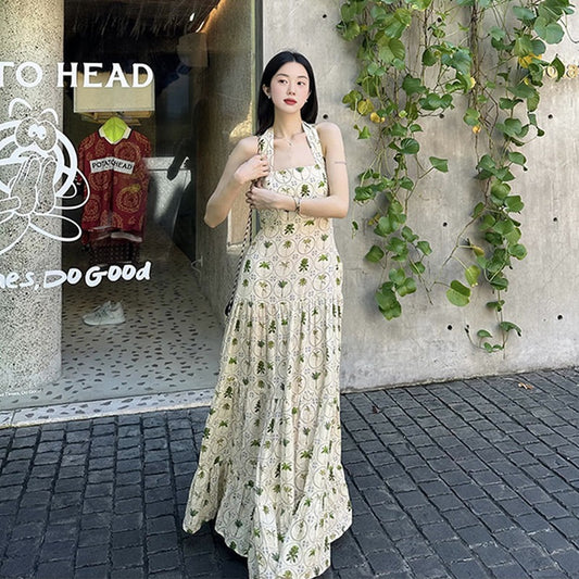 【ワンピース】フレンチレトロ ノースリーブワンピース
｜ウエストマーク 着痩せ｜海辺 リゾート ビーチ 映えドレス 上品 高級感【SHシリーズ】