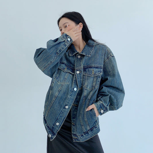 【アウター】アメリカン ヴィンテージ風 ショートデニムジャケット レディース 高見え加工【FCシリーズ】
