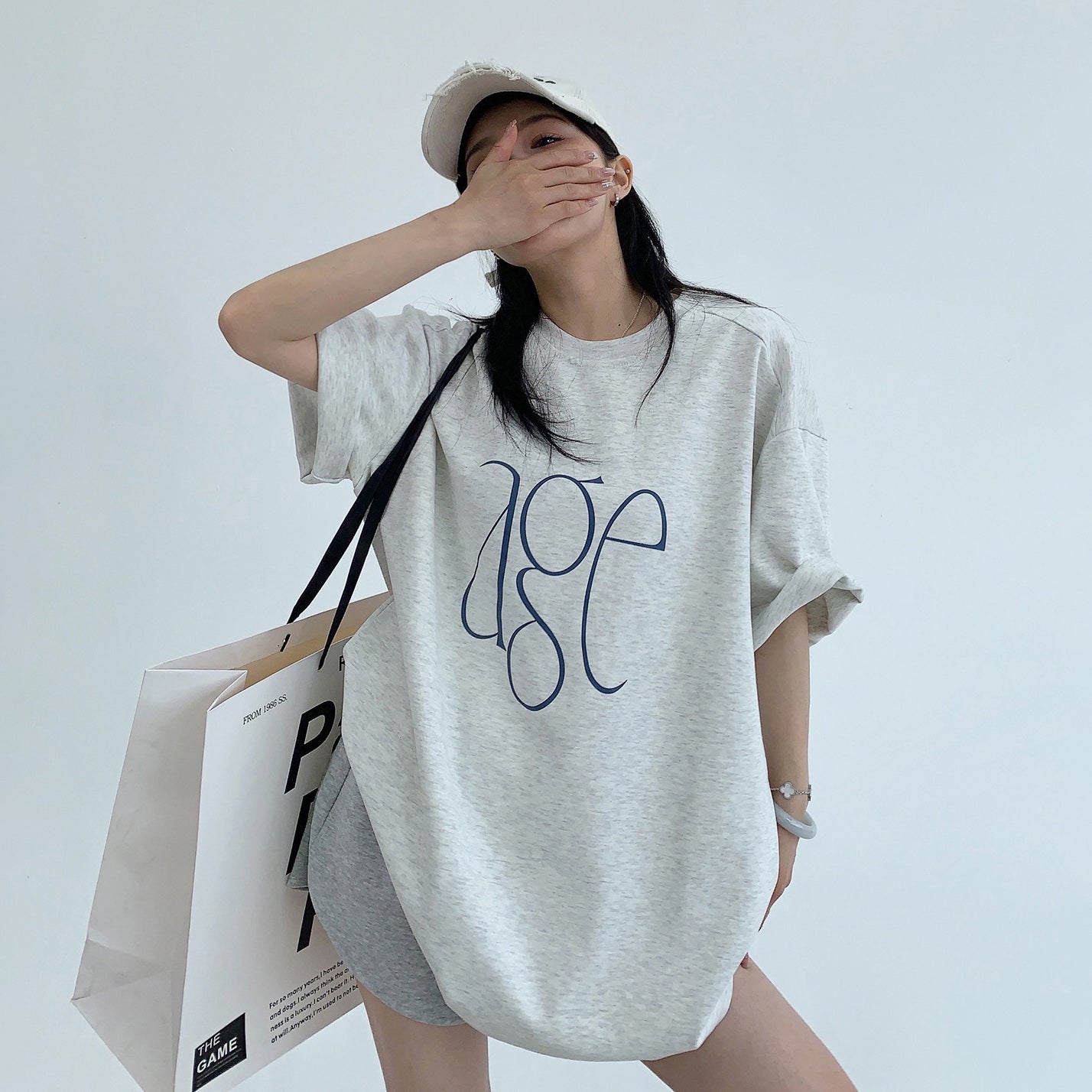 【トップス】シンプル 高級感 ロゴ ハリ感 リラックス 半袖シャツ【FCシリーズ】