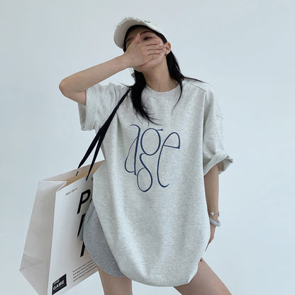 【トップス】シンプル 高級感 ロゴ ハリ感 リラックス 半袖シャツ【FCシリーズ】