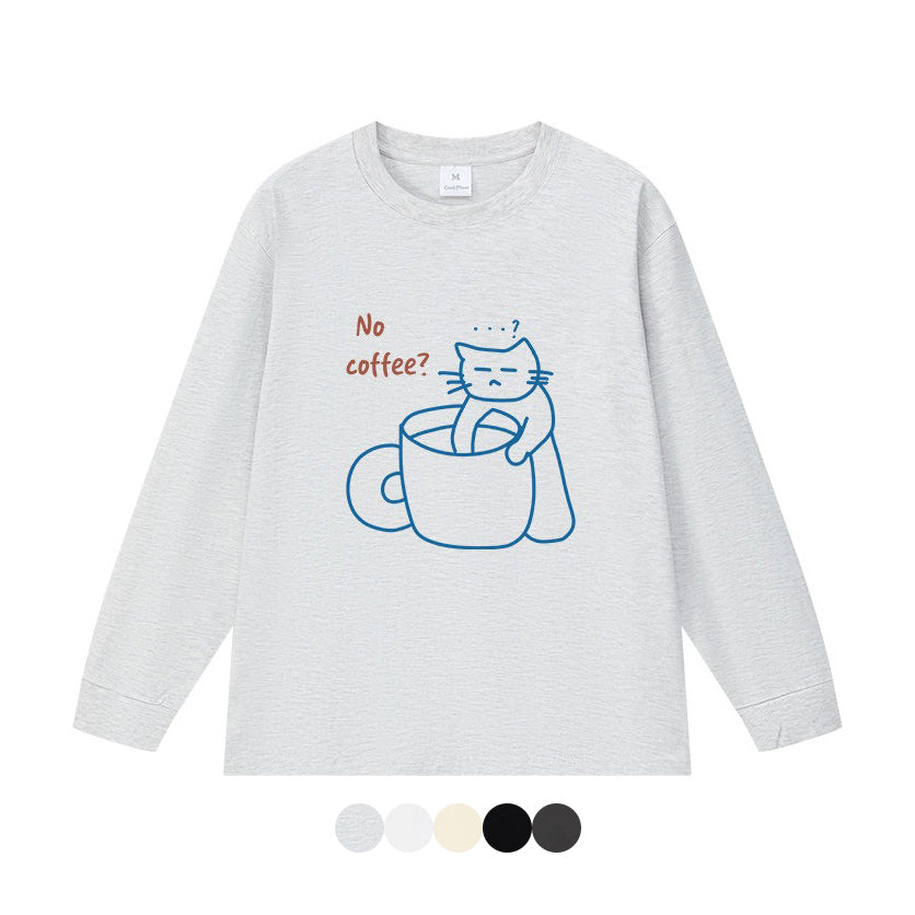 5カラー | S~3XL【トップス】No Coffee プリント ロングTシャツ 春秋 ゆるだる感 小众ブランド ユニセックス ストリートカジュアル【FCシリーズ】
