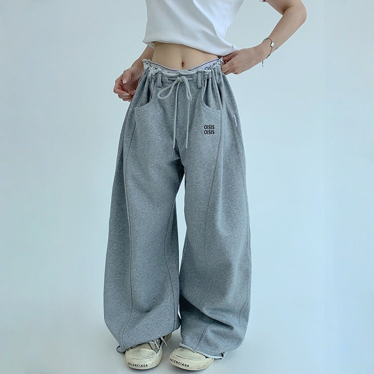 【ボトムス】春 秋 冬 ギャザーウエスト ストレート ワイド スウェットパンツ 【FCシリーズ】