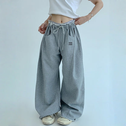 【ボトムス】春 秋 冬 ギャザーウエスト ストレート ワイド スウェットパンツ 【FCシリーズ】